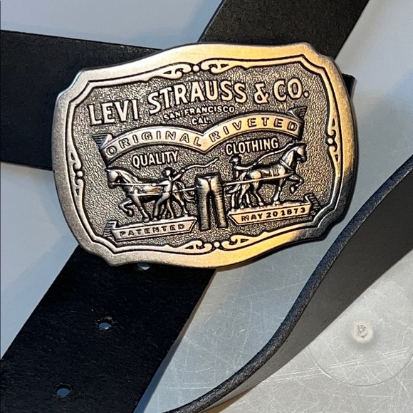 Levi's Other - Levi's Black Belt with Engraved Silver Buckle